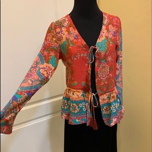***SIPIN red /multi colour boho cardigan jacket sz 2